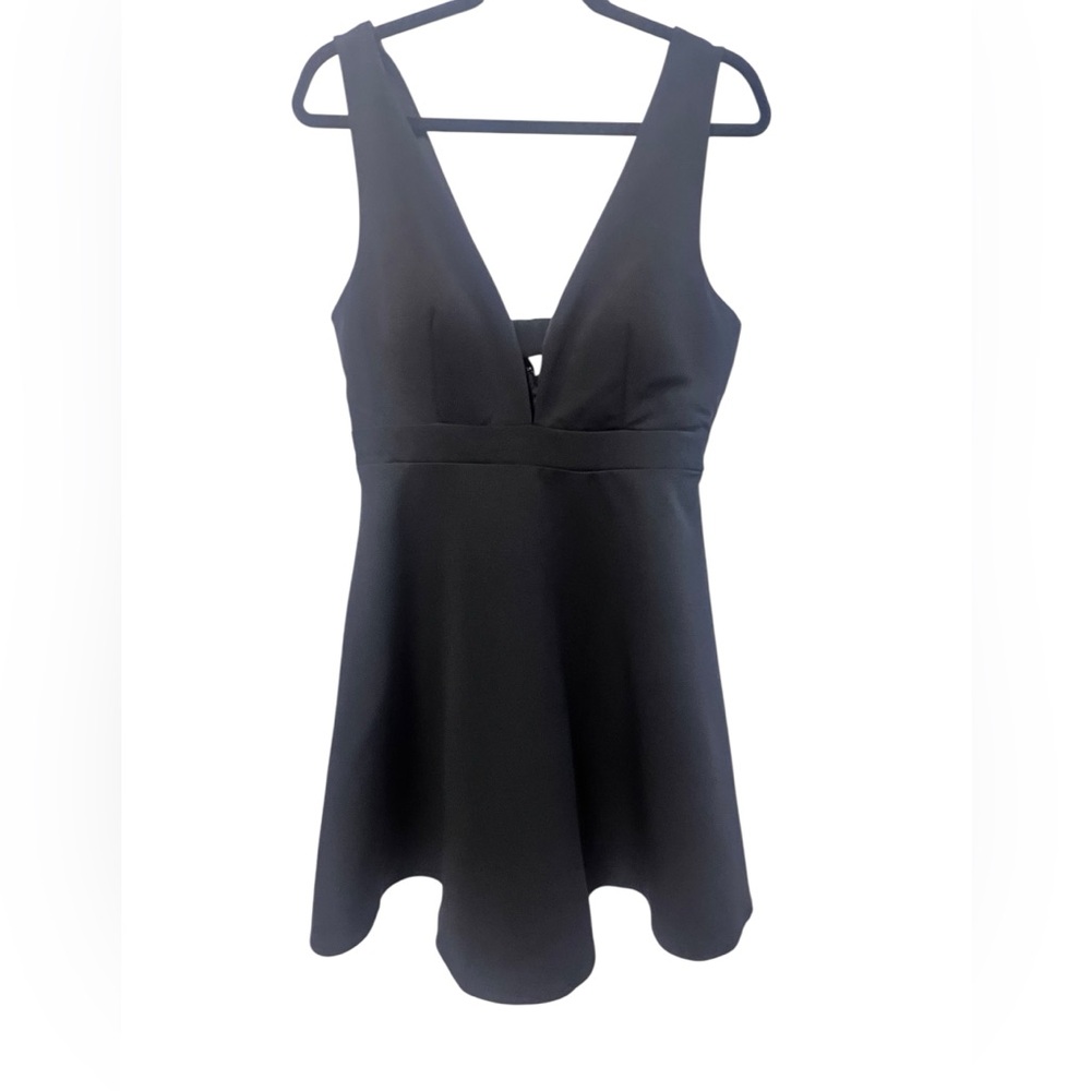 Timing Sleek Black V-Neck Mini Dress